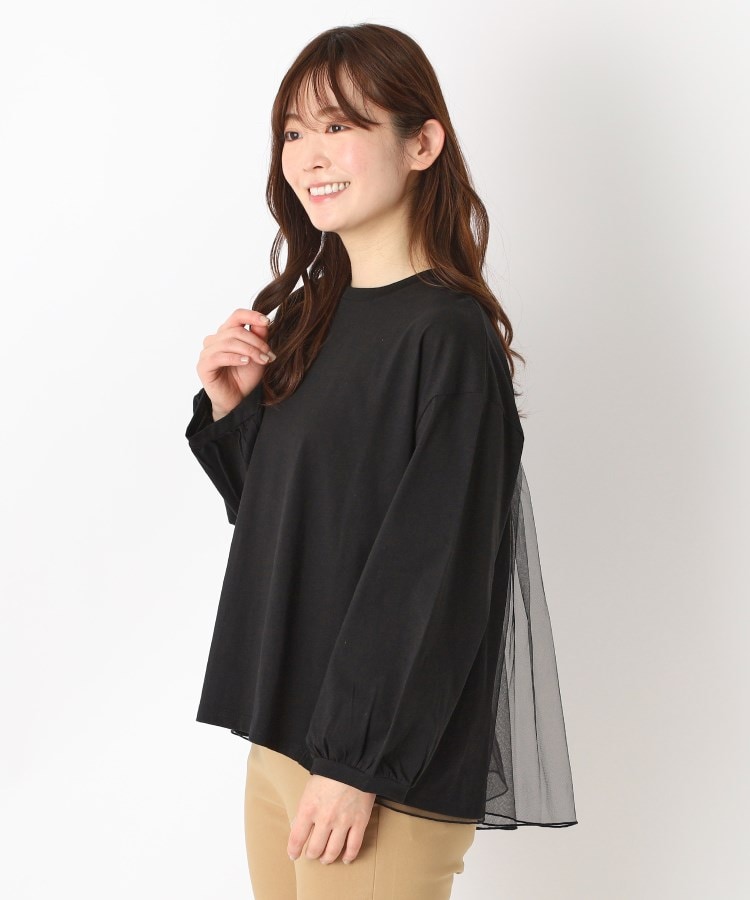ヨリモ(YORIMO)の【バックスタイルが可愛い！】チュールドッキングプルオーバー ブラック(019)