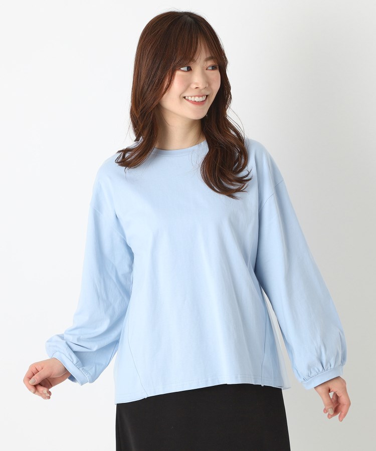 ヨリモ(YORIMO)の【バックスタイルが可愛い！】チュールドッキングプルオーバー サックスブルー(090)