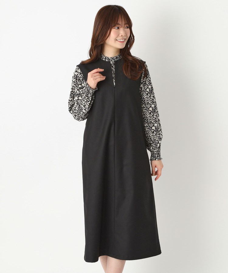ヨリモ(YORIMO)の【洗える】大人のキーネックジャンスカ ブラック(019)