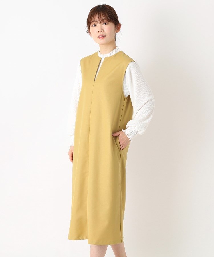 ヨリモ(YORIMO)の【洗える】大人のキーネックジャンスカ イエロー(032)