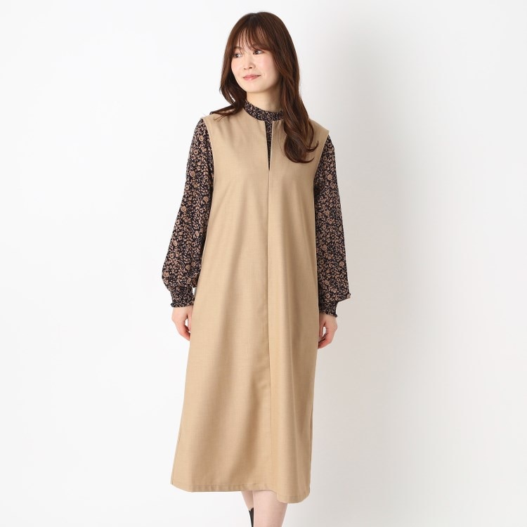 ヨリモ(YORIMO)の【洗える】大人のキーネックジャンスカ ミドルワンピース