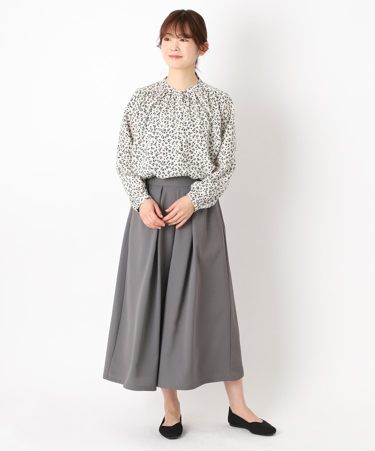 フェミニン・キレイめ】バンドカラー小花柄ブラウス(シャツ フェミニン・キレイめ】バンドカラー小花柄ブラウス(シャツ