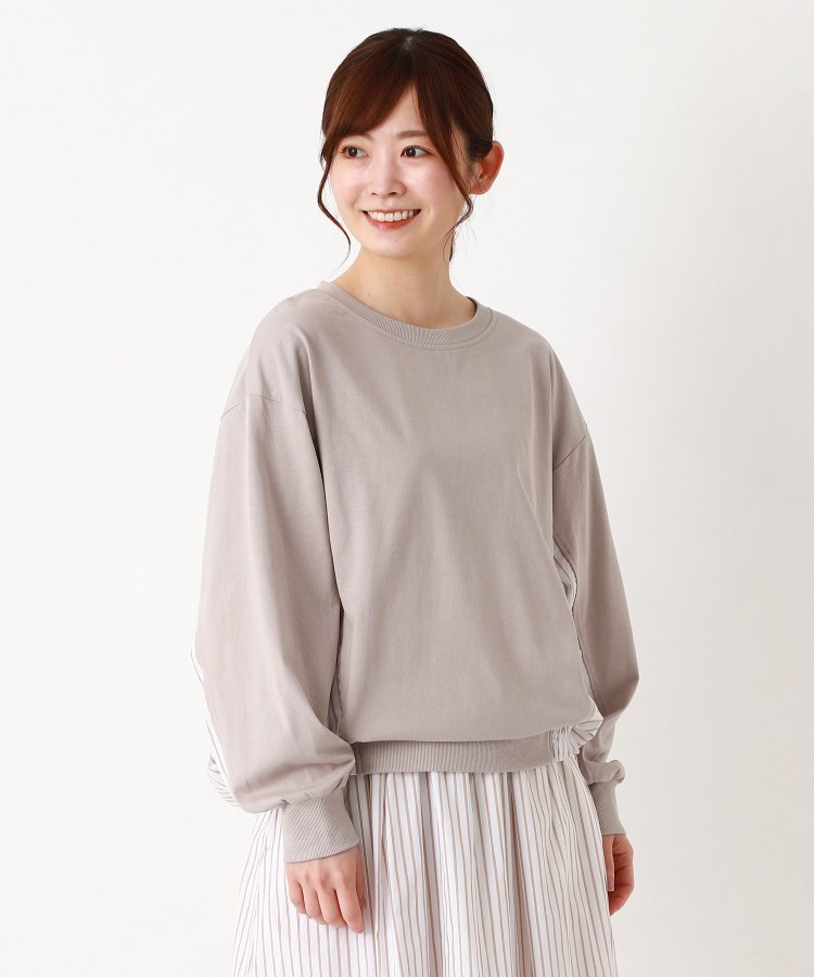 ヨリモ(YORIMO)の【スカートとセットアップ可能】異素材ドッキングプルオーバー ベージュ(052)