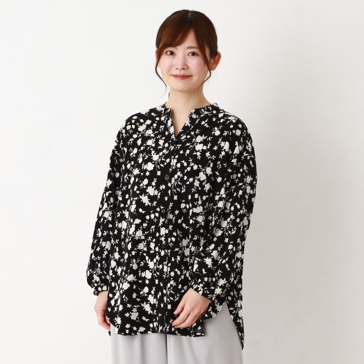 ヨリモ(YORIMO)の【ヒップが隠れる安心丈】フラワーチュニックブラウス シャツ・ブラウス