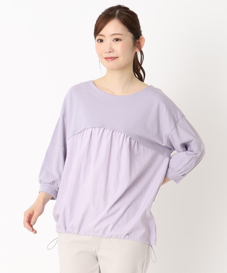 ヨリモ(YORIMO)の【こなれ感のある】異素材ドッキングプルオーバー ラベンダー(080)