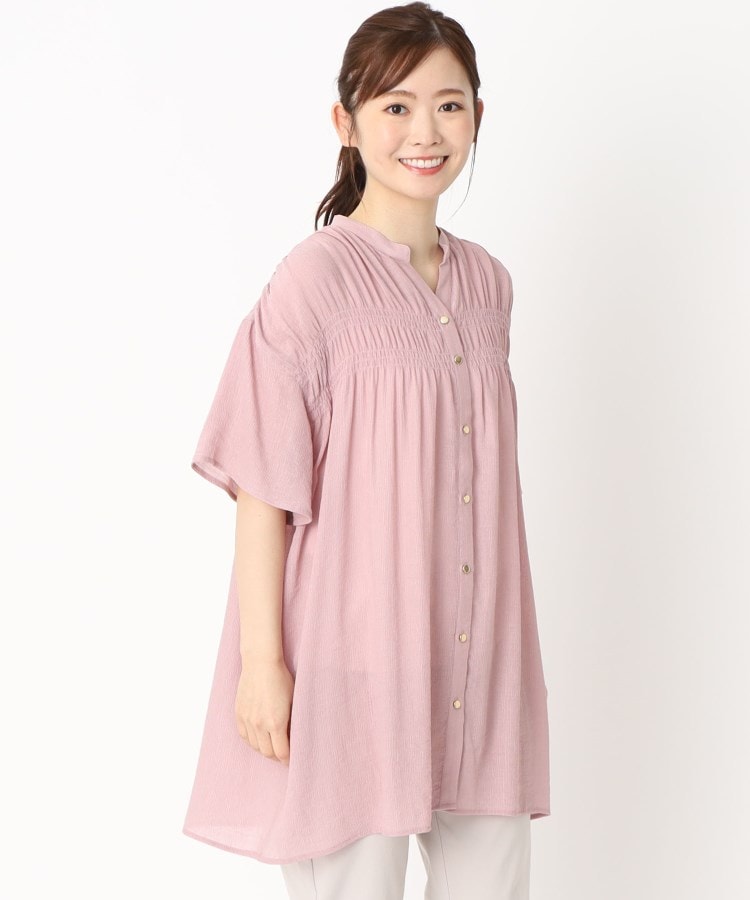 ヨリモ(YORIMO)の【軽やかな楊柳素材】シャーリングブラウス15