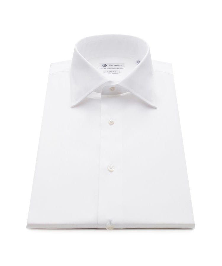 カミチャニスタ(CAMICIANISTA)のSemiWide  ナチュラルストレッチ ｜ ブロード ホワイト(001)