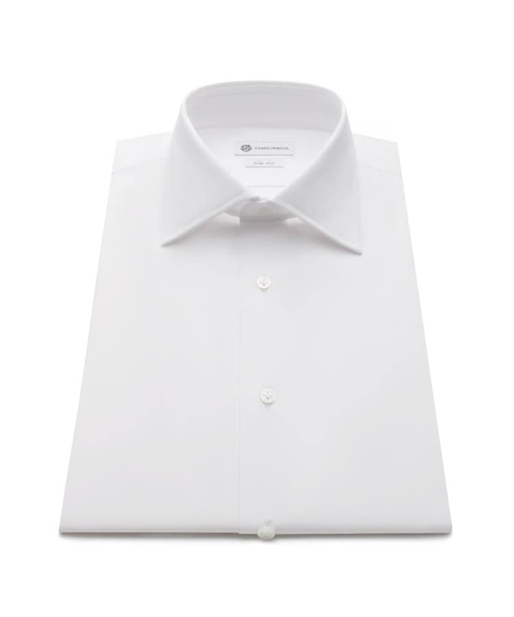 カミチャニスタ(CAMICIANISTA)のSemiWide 140番手双糸ブロード ｜ ダブルカフス ホワイト(001)
