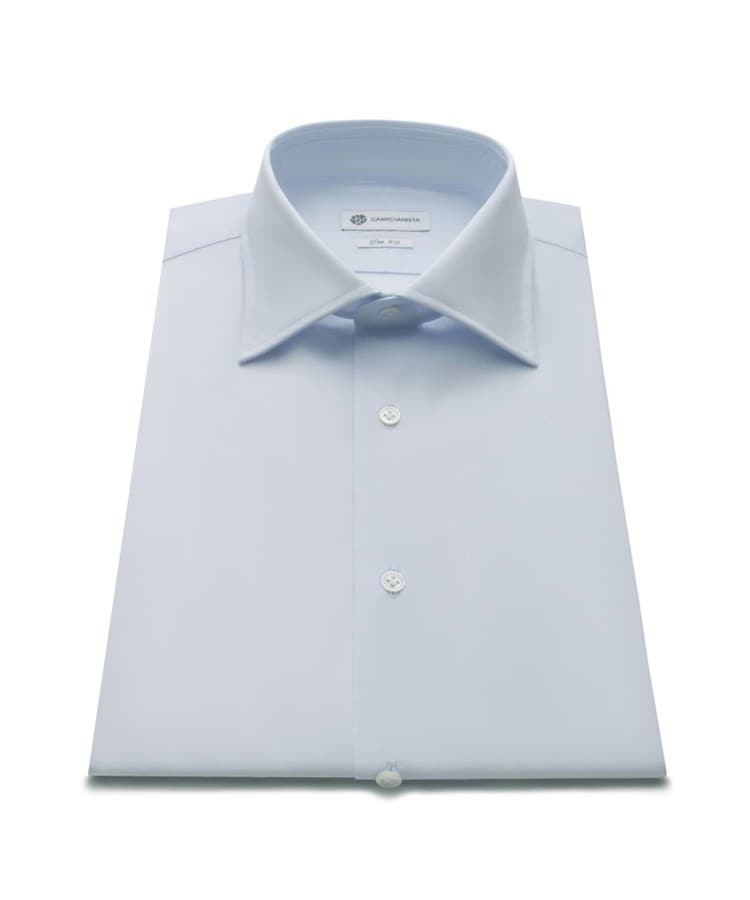 カミチャニスタ(CAMICIANISTA)のSemiWide 140番手双糸ブロード ｜ ダブルカフス サックスブルー(090)