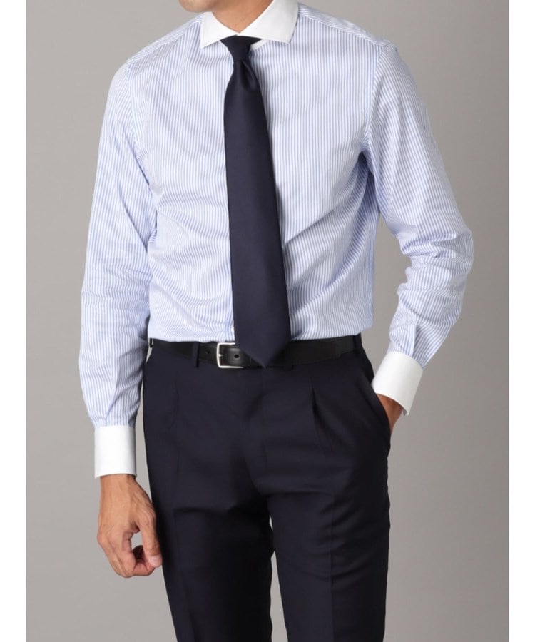 カミチャニスタ(CAMICIANISTA)のHorizontal ツイル ｜ クレリックストライプシャツ11