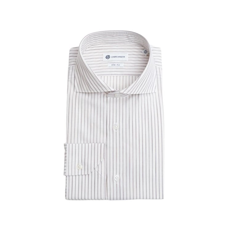 カミチャニスタ(CAMICIANISTA)の【スペシャルプロダクト／ALBINI社製素材】Horizontal ストライプシャツ カジュアルシャツ