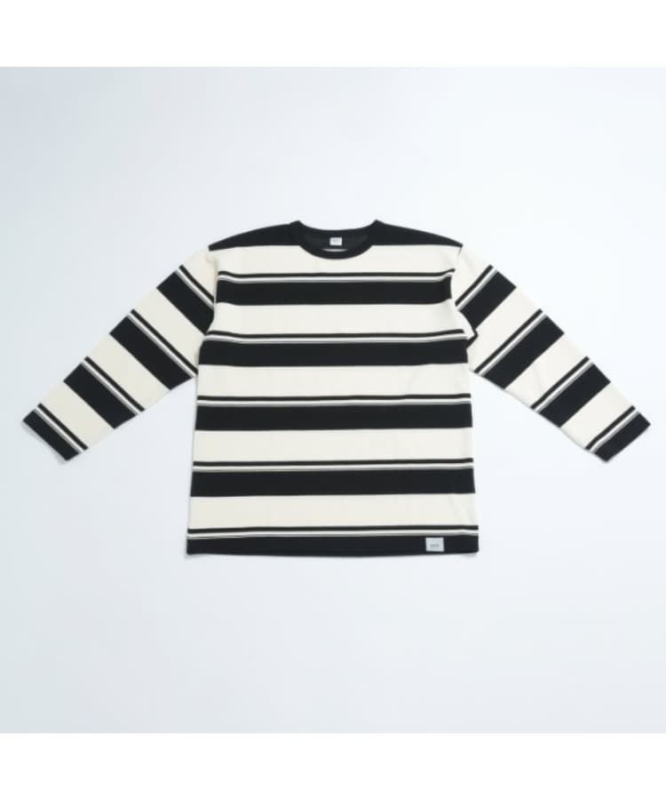 アンドディープティマイン(and D.petit main)の【パパもおそろい】Dadマルチボーダー長袖ビッグTシャツ ブラック(219)