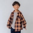 アンドディープティマイン(and D.petit main)の【リンク】オンブレチェックエンブレム刺繍シャツ オレンジ(066)