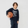 アンドディープティマイン(and D.petit main)のアスリートプリントワイドロンT ブラック(219)