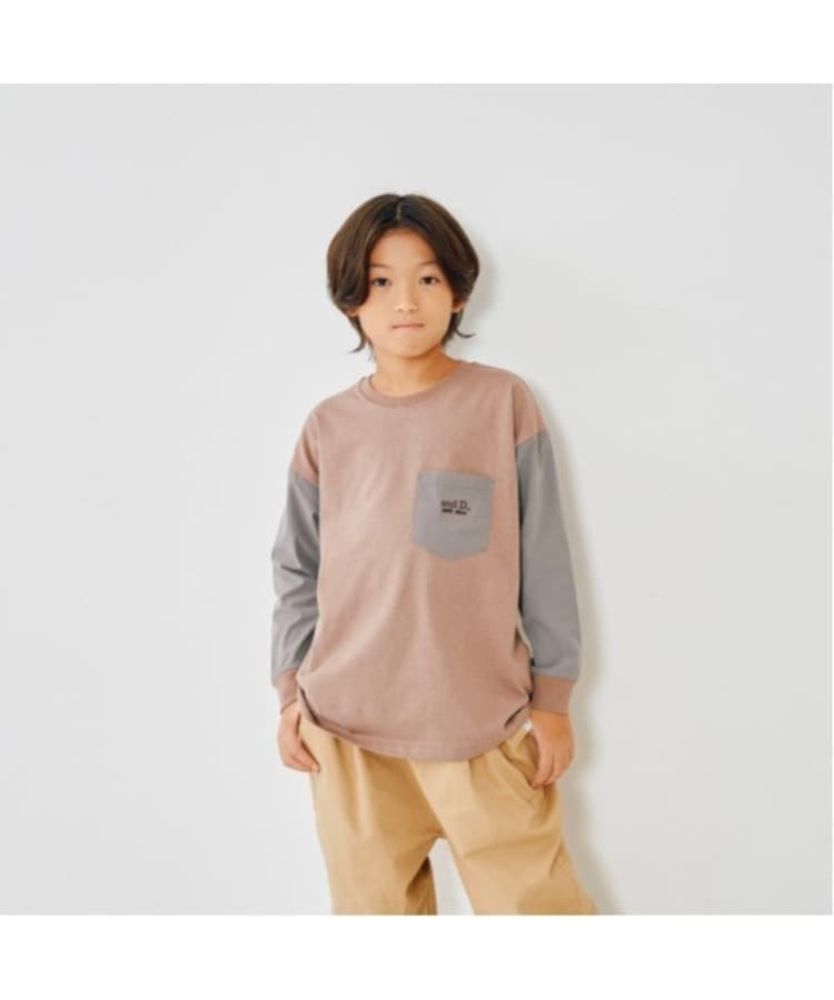 アンドディープティマイン(and D.petit main)の袖ポケット布帛ワイドロンT モカブラウン(142)