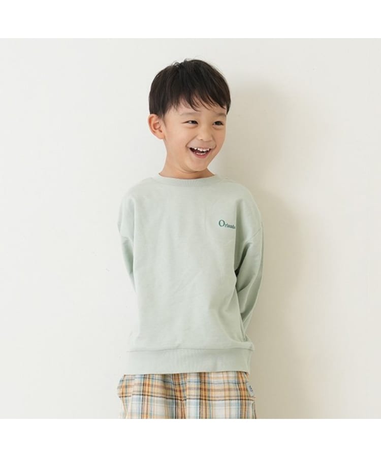 アンドディープティマイン(and D.petit main)のシティロゴワイドスウェット ライトグリーン(120)