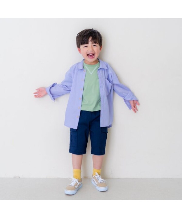 アンドディープティマイン(and D.petit main)のドロップショルダー柄シャツ長袖1