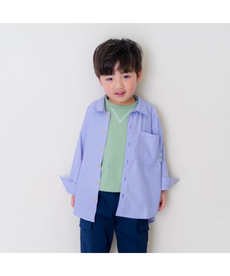 アンドディープティマイン(and D.petit main)のドロップショルダー柄シャツ長袖 ブラック(119)