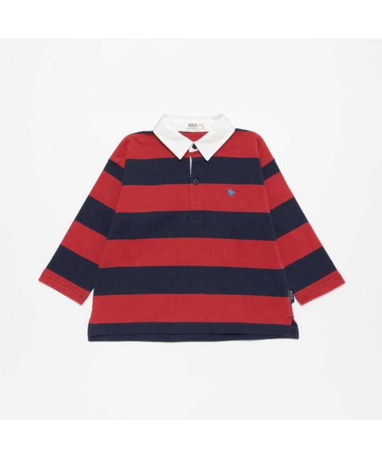 プティマイン(petit main)の【POLO BCS】ラガー長袖シャツ レッド(062)