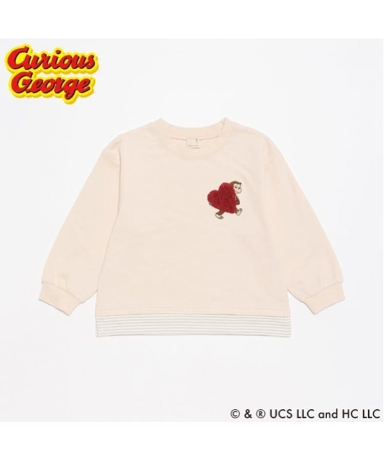 プティマイン(petit main)の【おさるのジョージ】サガラハート長袖Tシャツ ベージュ(052)