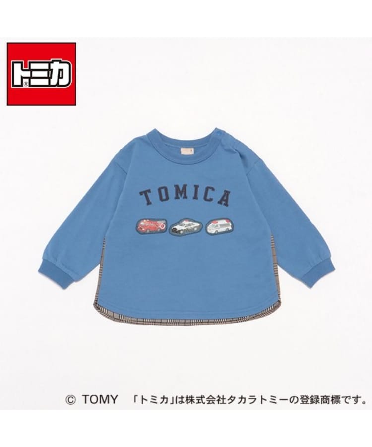 プティマイン(petit main)の【TOMICA】後布帛長袖Tシャツ ブルー(091)