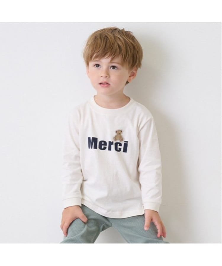 プティマイン(petit main)の【プティプラ】BOYS長袖Tシャツ オフホワイト(003)