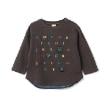 プティマイン(petit main)のABCアップリケ長袖Tシャツ チャコールグレー(013)