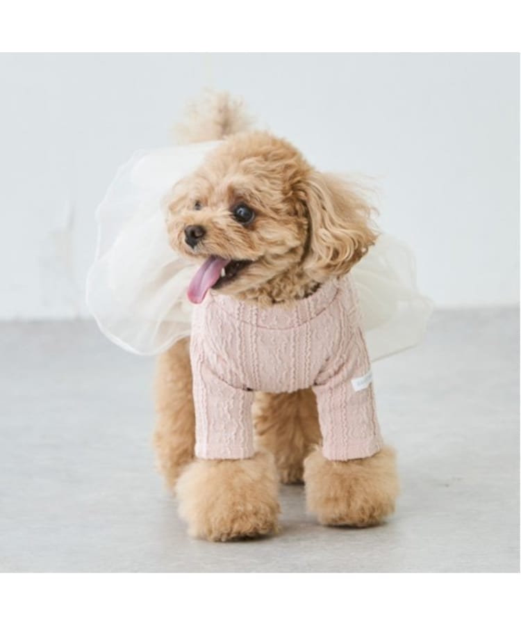 プティマイン(petit main)の【DOG】チュールスカートドッキングワンピ ライトピンク(070)