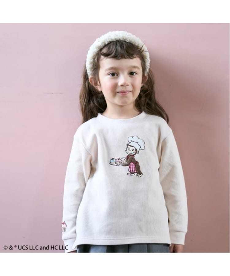 プティマイン(petit main)の【おさるのジョージ】グラフィック長袖Tシャツ アイボリー(104)