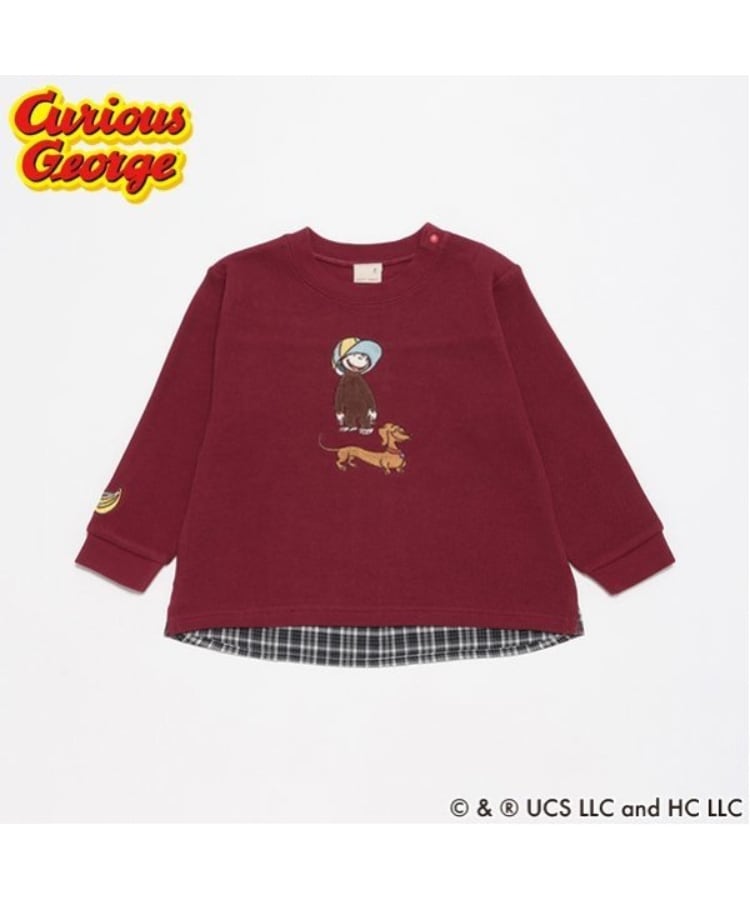 プティマイン(petit main)の【おさるのジョージ】グラフィック長袖Tシャツ レッド(061)
