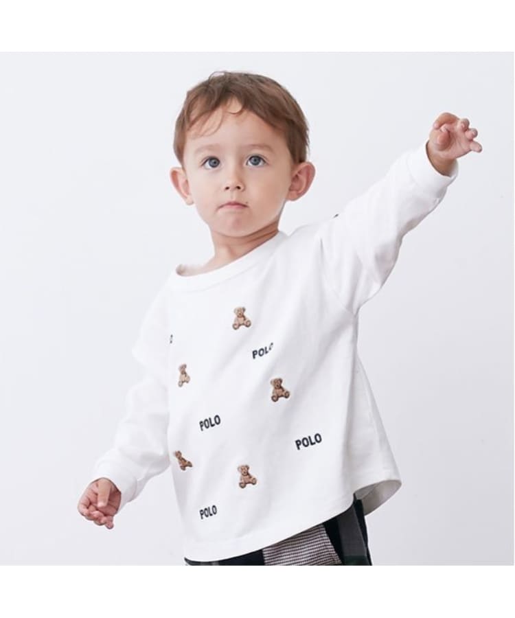 プティマイン(petit main)の【POLO BCS】くま刺しゅう長袖Tシャツ1