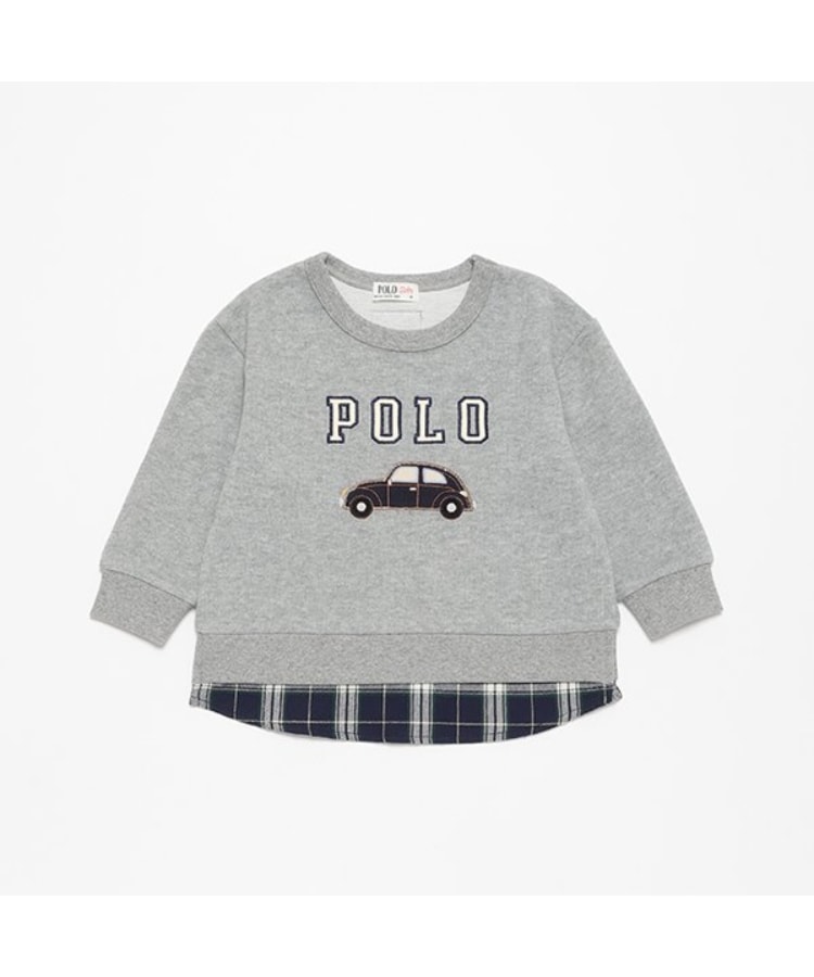 プティマイン(petit main)の【POLO BCS】ロゴアップリケ長袖Tシャツ グレー(112)