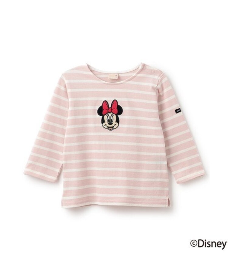 プティマイン(petit main)の【Disney】アップリケボーダー長袖T ピンク(071)