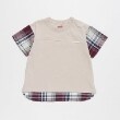 プティマイン(petit main)の【リンク・接触冷感】袖チェックTシャツ ライトベージュ(151)
