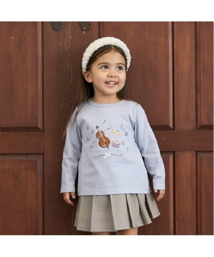 プティマイン(petit main)の【リンク】Lesson長袖Tシャツ(キッズ) サックスブルー(090)
