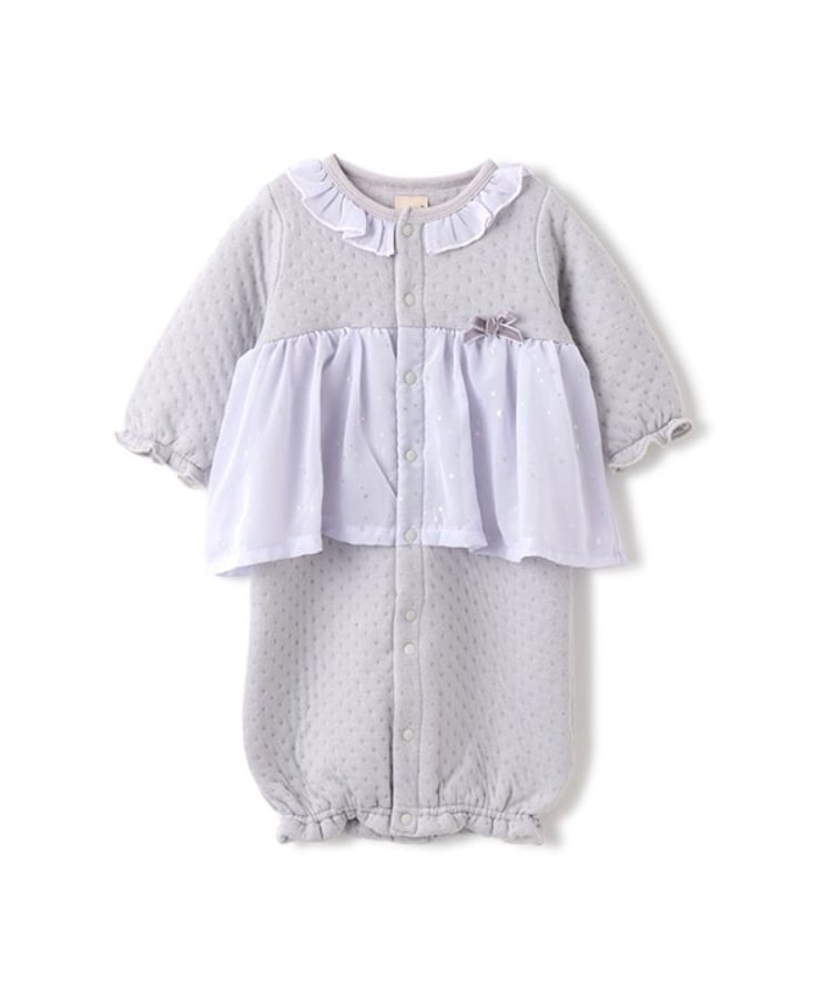 プティマイン(petit main)の星柄シフォン切替2WAYオール ブルー(191)