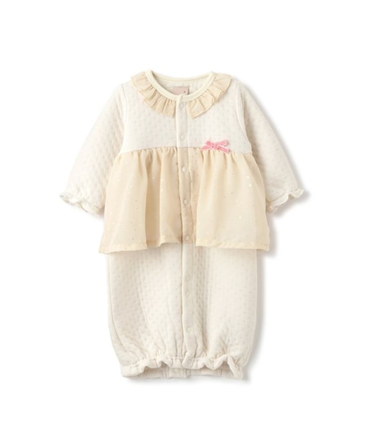 プティマイン(petit main)の星柄シフォン切替2WAYオール アイボリー(104)