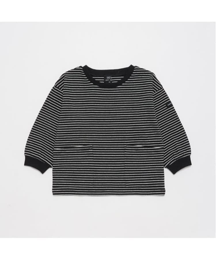 プティマイン(petit main)の【オーガニック】柄ポケットTシャツ ブラック(219)