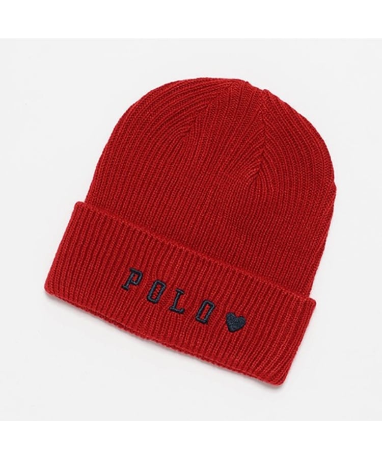 プティマイン(petit main)の【POLO　BCS】刺しゅうニットキャップ レッド(061)