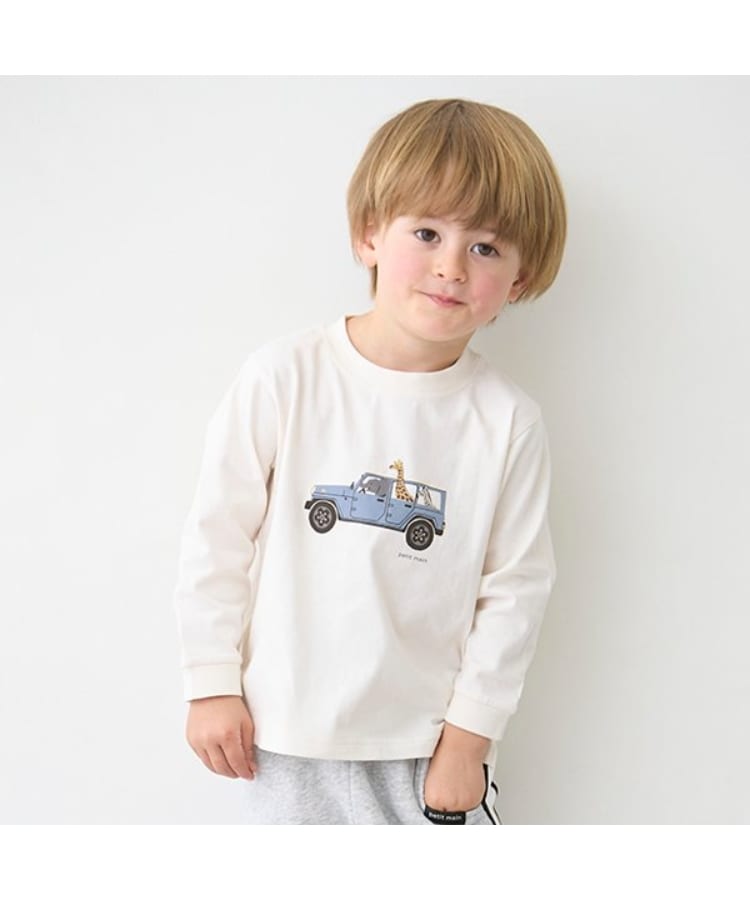 プティマイン(petit main)の【プティプラ】BOYS長袖Tシャツ オフホワイト(003)