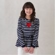 プティマイン(petit main)の【リンク】ハートペプラムトレーナー(ジュニア) ネイビー(094)