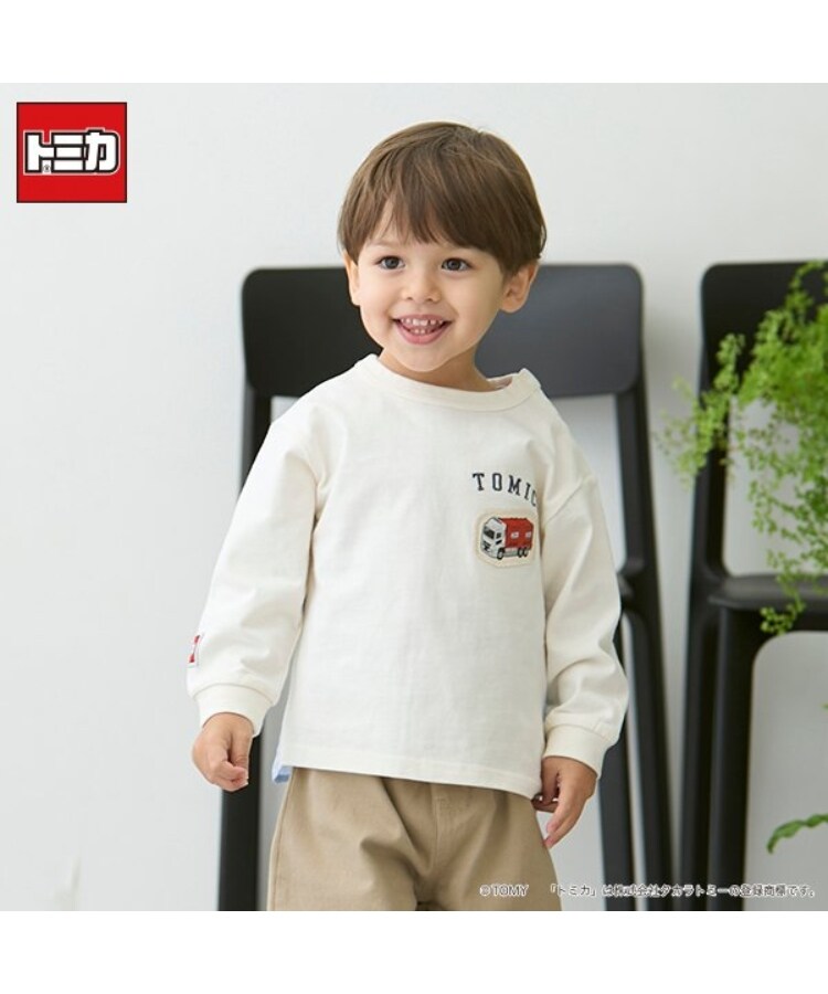 プティマイン(petit main)の【TOMICA】後ろシャツTシャツ ホワイト(001)