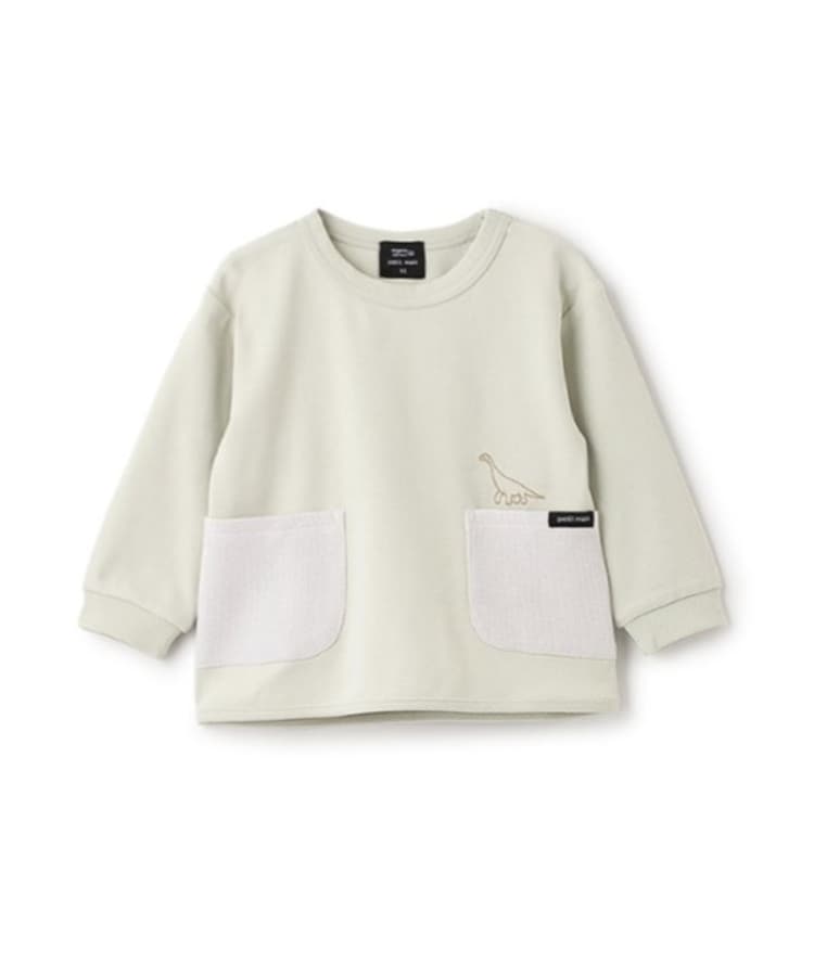 プティマイン(petit main)の【オーガニック】ポケットTシャツ ライトグリーン(120)