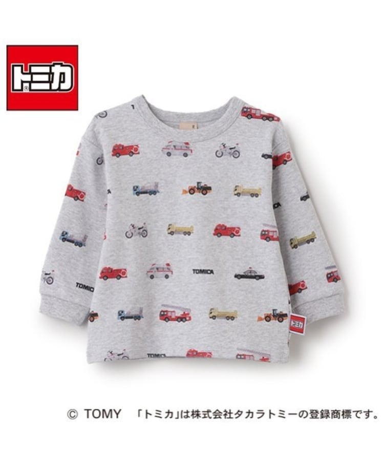 プティマイン(petit main)の【TOMICA】総柄長袖Tシャツ グレー(112)