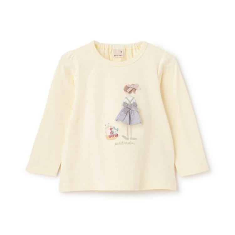 プティマイン(petit main)の【リンク】girlアップリケ長T(キッズ) Ｔシャツ