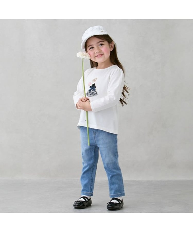プティマイン(petit main)の【オーガニック】デニムストレートパンツ(キッズサイズ) サックスブルー(090)