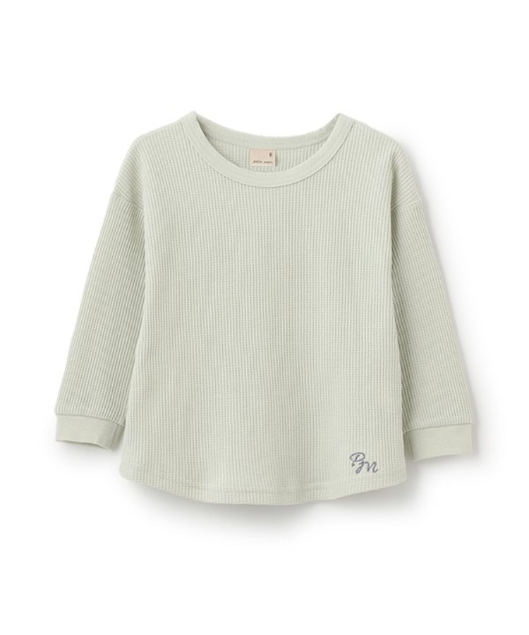 プティマイン(petit main)の【GOODPRICE】ワッフル長袖Tシャツ ライトグリーン(120)