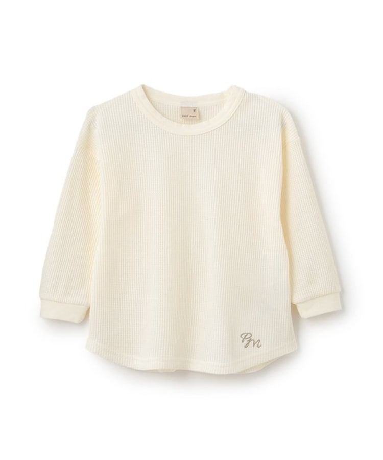 プティマイン(petit main)の【GOODPRICE】ワッフル長袖Tシャツ ホワイト(101)