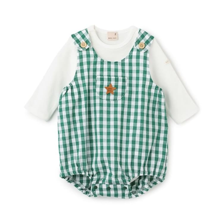プティマイン(petit main)のチェックサロペットセット セットアップ