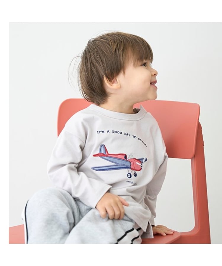 プティマイン(petit main)の乗り物アップリケ長袖Tシャツ3